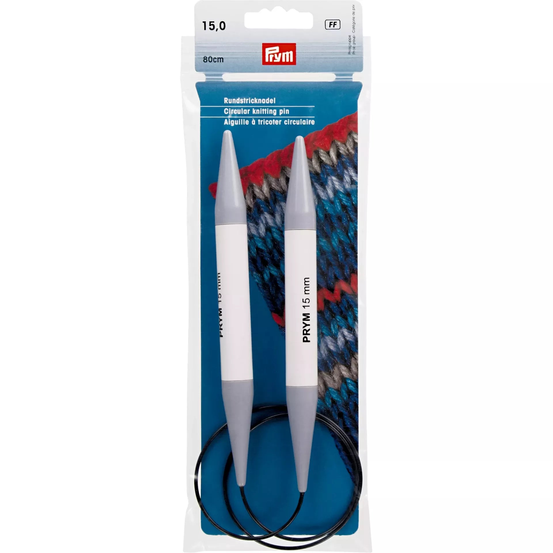Aiguilles circulaires tricot plastique de 8 à 20 mm - 80 cm PONY ou PRYM