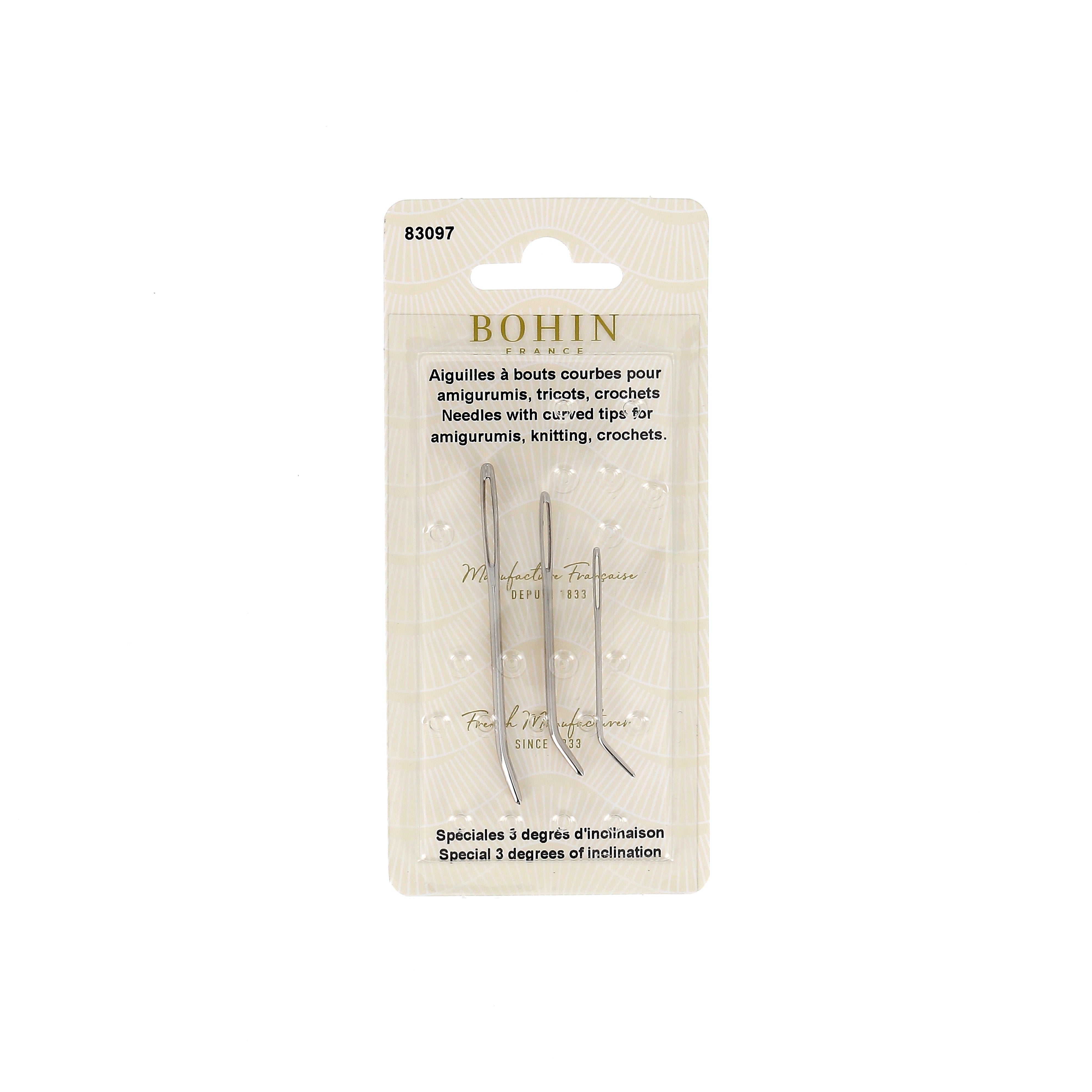 Aiguilles à pointes courbées en métal - Lot de 3 tailles BOHIN