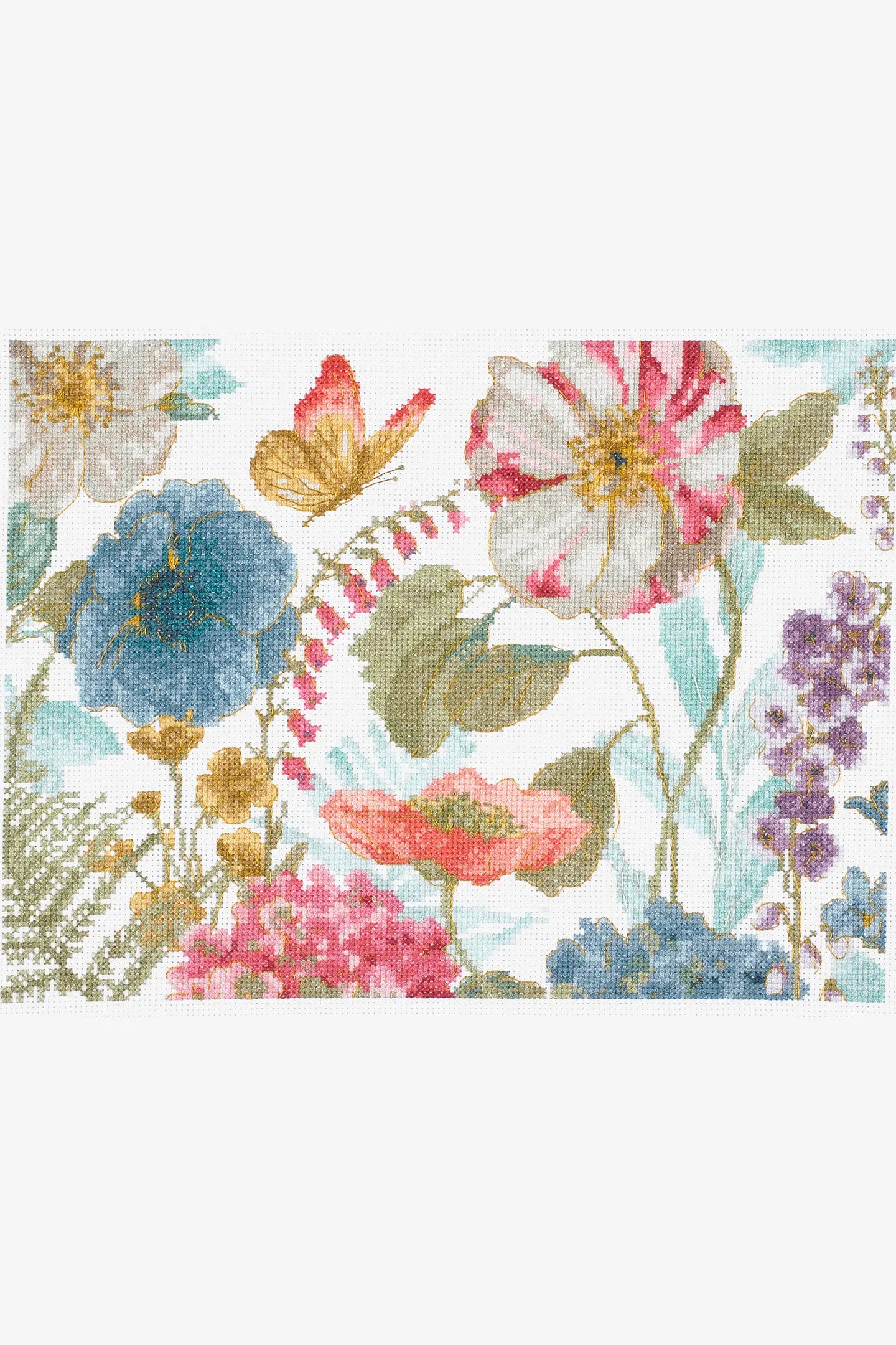 Kit Point de croix Aquarelle fleurs champêtres DMC