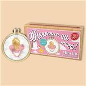 Mini-kit point de croix Bienvenue au monde (Rose)