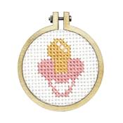 Mini-kit point de croix Bienvenue au monde (Rose)