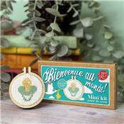 Mini-kit point de croix Bienvenue au monde (Turquoise)
