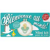 Mini-kit point de croix Bienvenue au monde (Turquoise)