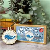 Mini-kit point de croix Je t'aime et Cétacé