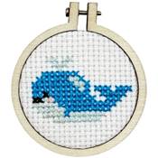 Mini-kit point de croix Je t'aime et Cétacé