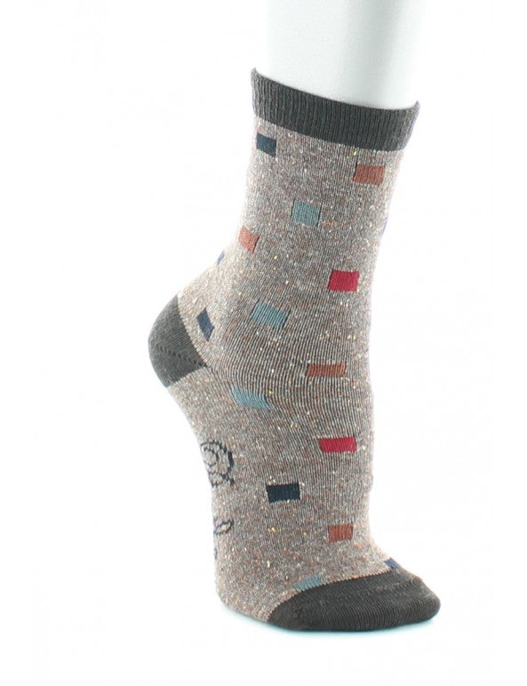 Chaussettes enfant à motifs carrés chinés taille 30/33