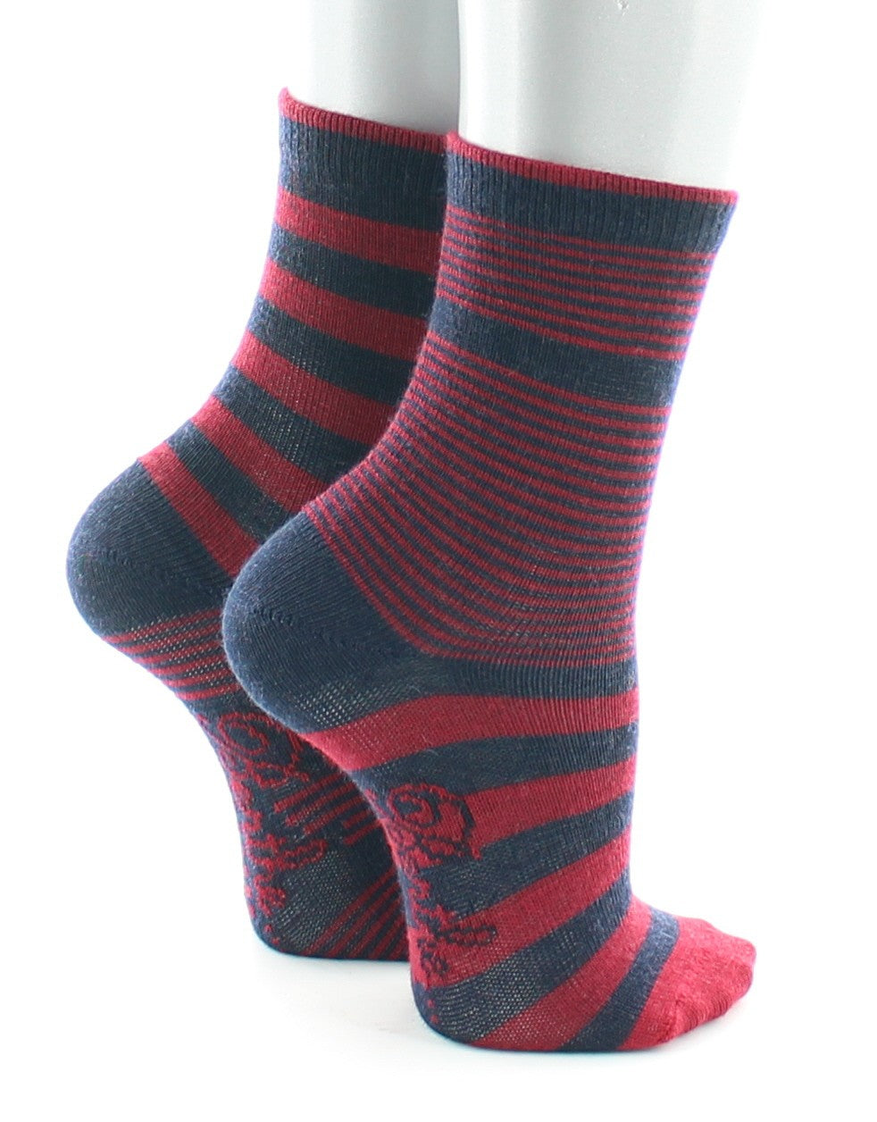 Chaussettes enfant à rayures asymétriques rouges