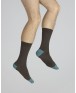 Chaussettes homme en Laine et Coton chocolat pointes et talons bleu norvège