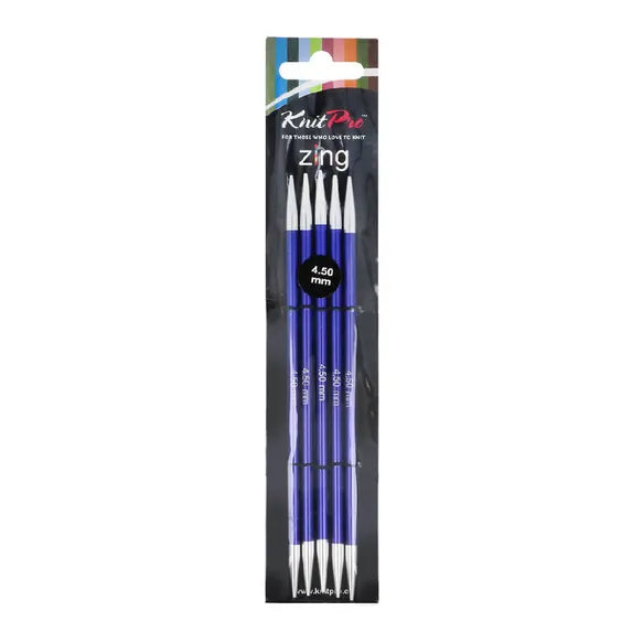 Aiguilles tricot 2 pointes métal Zing 15 cm (de 2,25 à 6 mm de diamètre) KNIT PRO