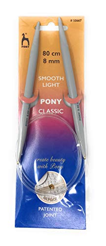 Aiguilles circulaires tricot plastique de 8 à 20 mm - 80 cm PONY ou PRYM