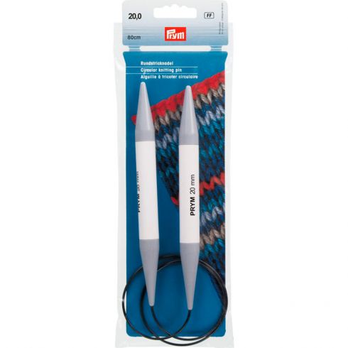 Aiguilles circulaires tricot plastique de 8 à 20 mm - 80 cm PONY ou PRYM