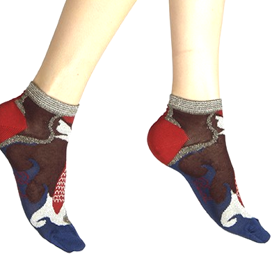 Socquettes femme originales poissons rouges et argentés