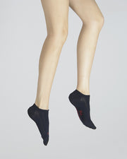 Socquettes femme en soie marine unie