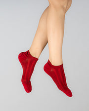 Socquettes femme soie rouge unie