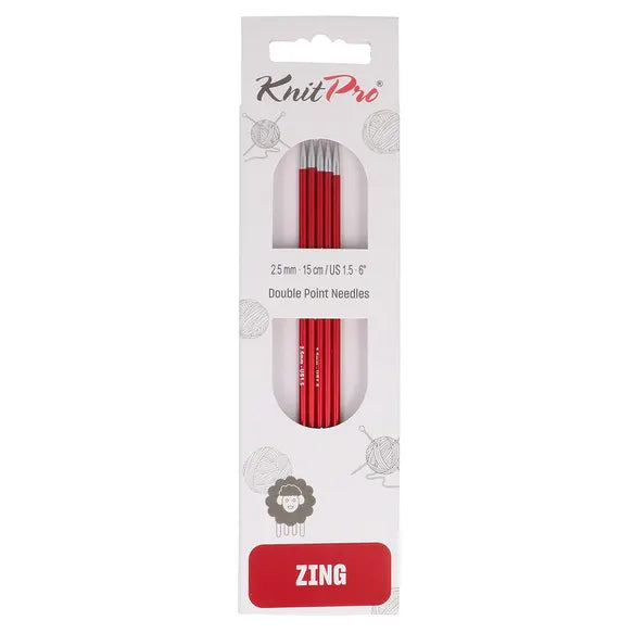 Aiguilles tricot 2 pointes métal Zing 15 cm (de 2,25 à 6 mm de diamètre) KNIT PRO