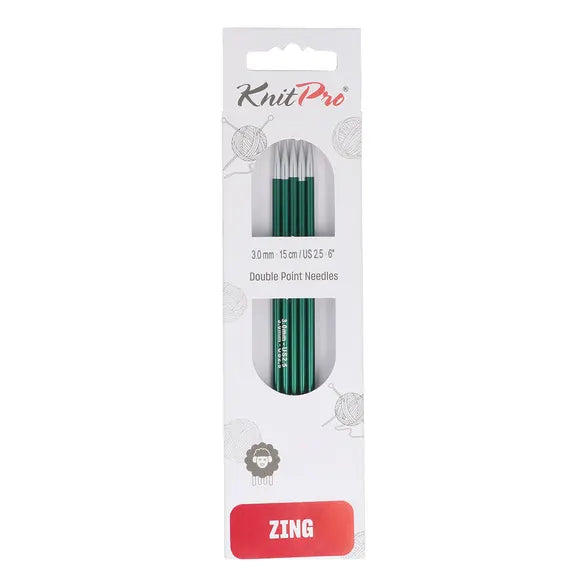 Aiguilles tricot 2 pointes métal Zing 15 cm (de 2,25 à 6 mm de diamètre) KNIT PRO