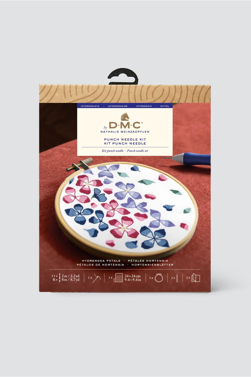 Kit Punch Needle Pétales d'Hortensia par Nathalie Weinzaepflen DMC