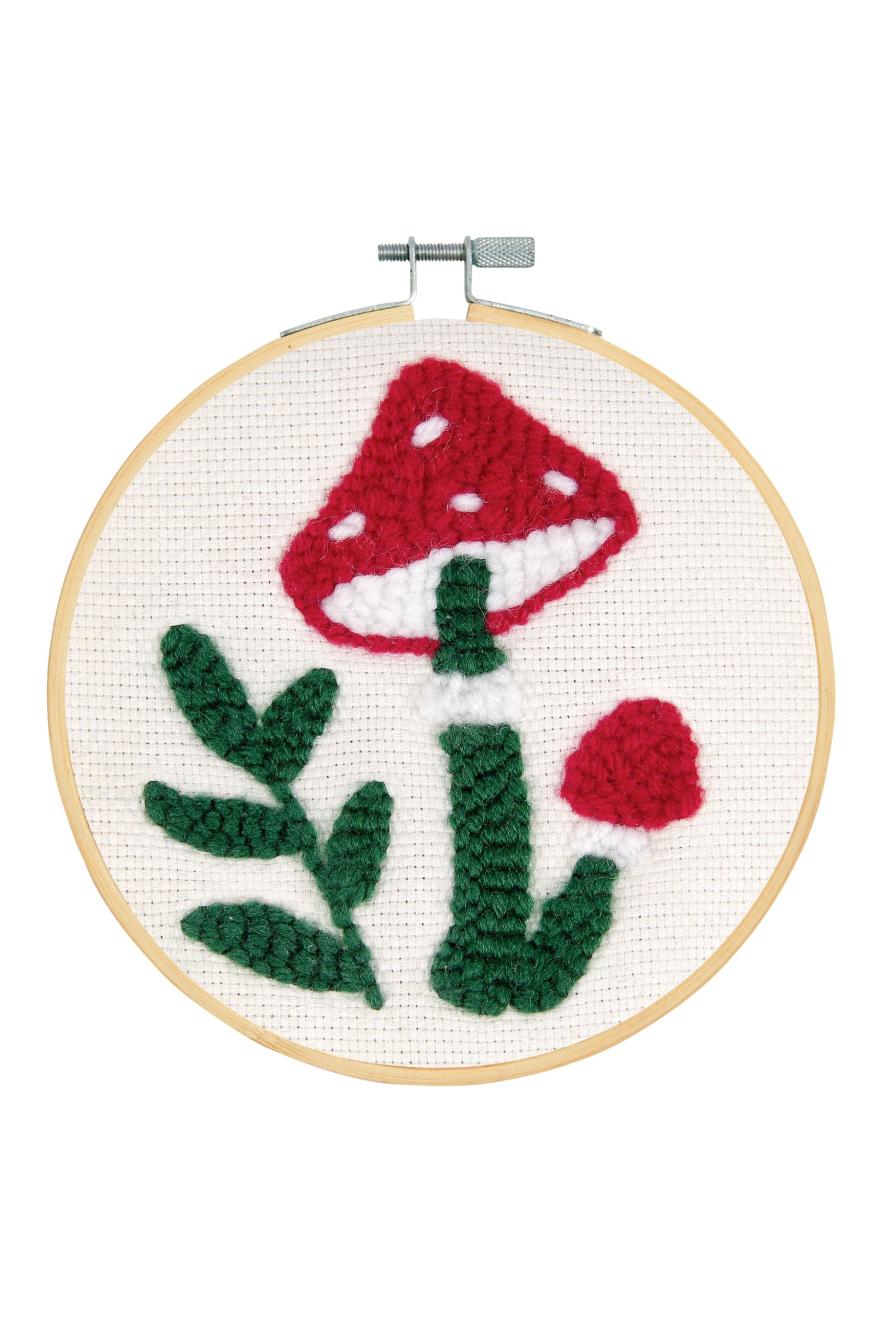 Kit débutant Punch Needle Champignon L'amanite DMC