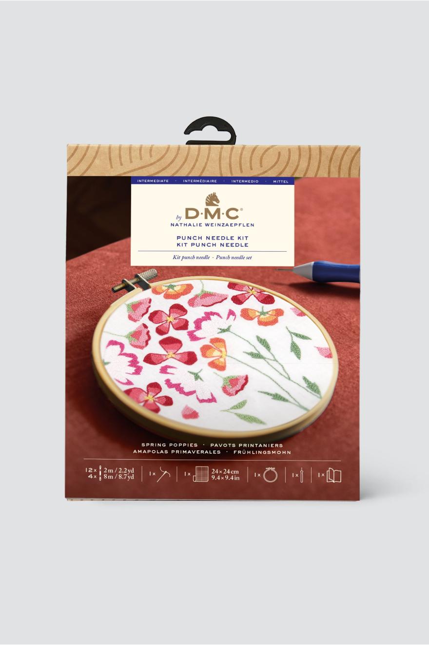 Kit Punch Needle Pavots printaniers par Nathalie Weinzaepflen DMC