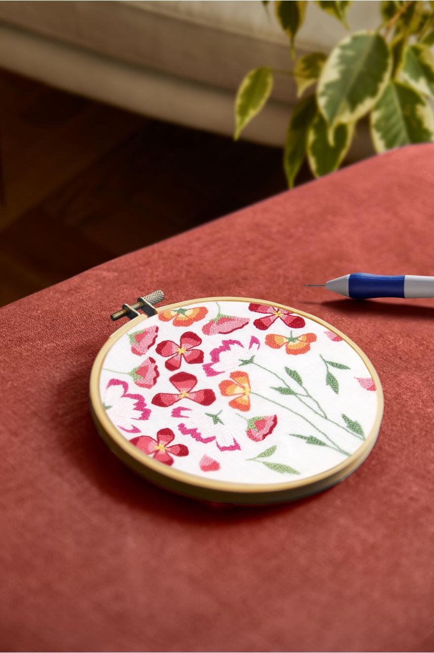 Kit Punch Needle Pavots printaniers par Nathalie Weinzaepflen DMC